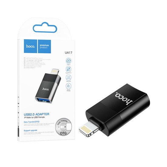Hoco OTG Adapter UA17 Lightning Male to USB Female 2.0 Black Hoco OTG Adapter UA17 Lightning Male to USB Female 2.0 Black